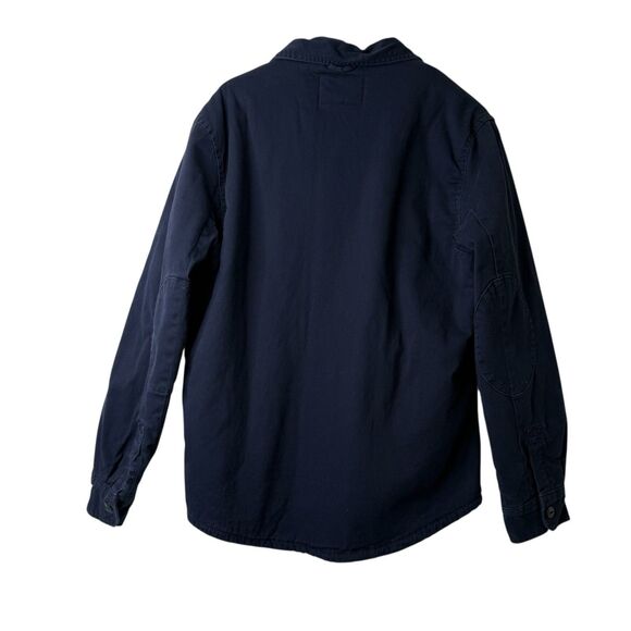 Jachs New York Mens L Sherpa Lined Shacket Canvas Shirt Jacket Navy Elbow Patch - Picture 2 of 10